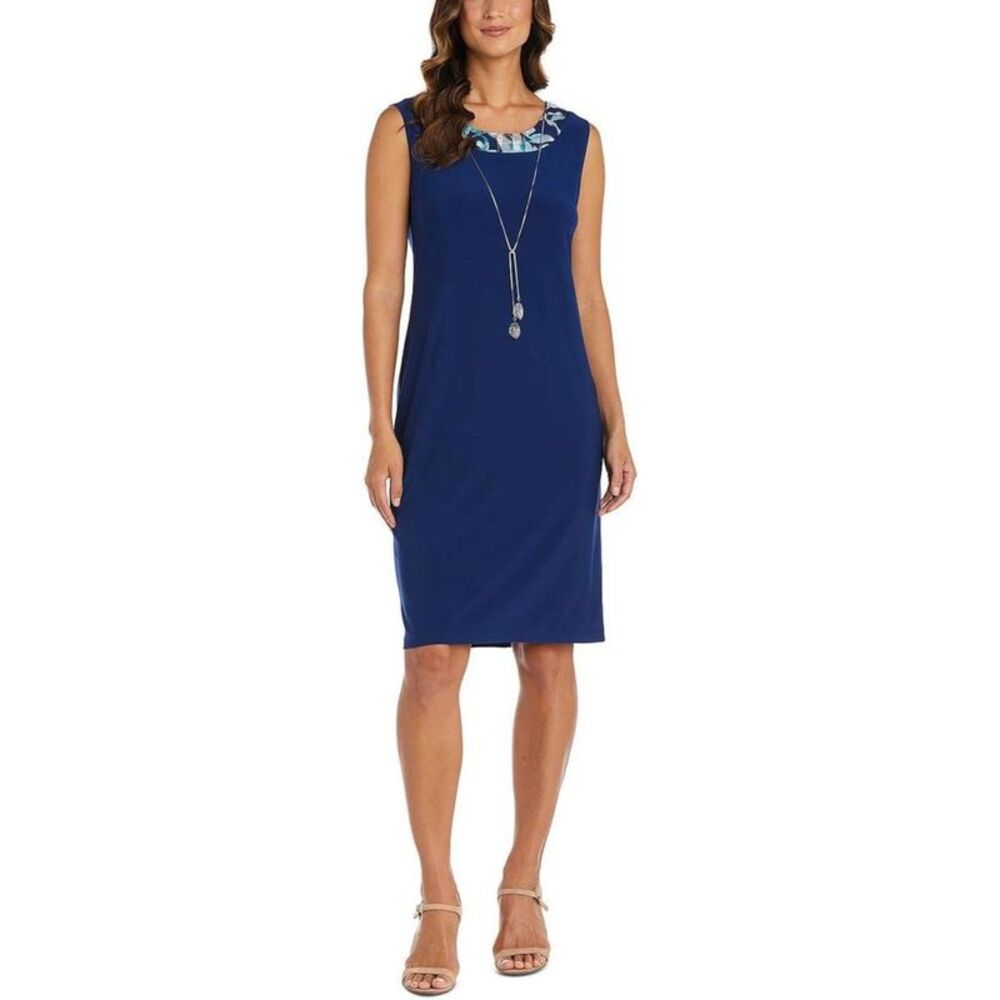 R&M RICHARDS WOMAN Womens Navy Sleeveless Shift Dress Plus 22W